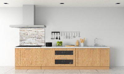 Glazen achterwand keuken Witte stenen muur