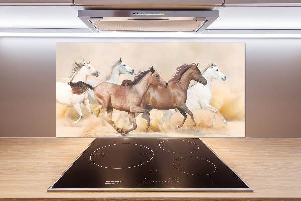 Spatscherm keuken Paarden in galop