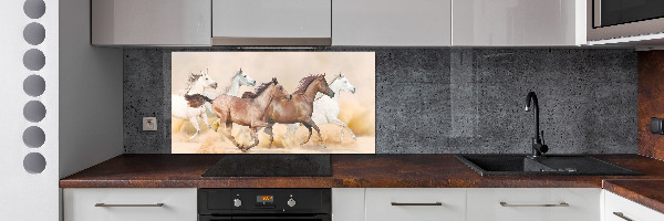 Spatscherm keuken Paarden in galop
