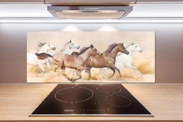 Spatscherm keuken Paarden in galop
