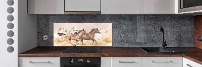 Spatscherm keuken Paarden in galop