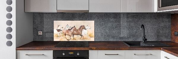 Spatscherm keuken Paarden in galop