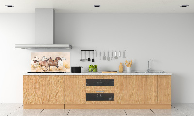 Spatscherm keuken Paarden in galop