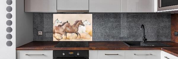 Spatscherm keuken Paarden in galop