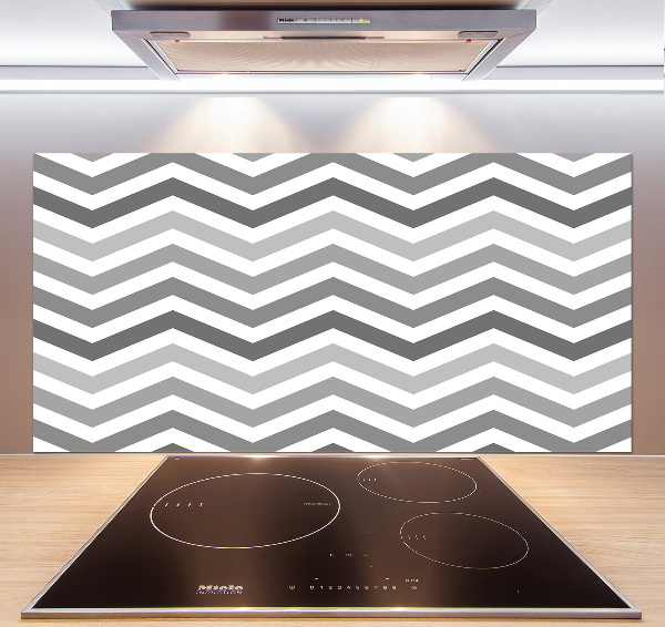 Achterwand keuken Grijze zigzaglijnen