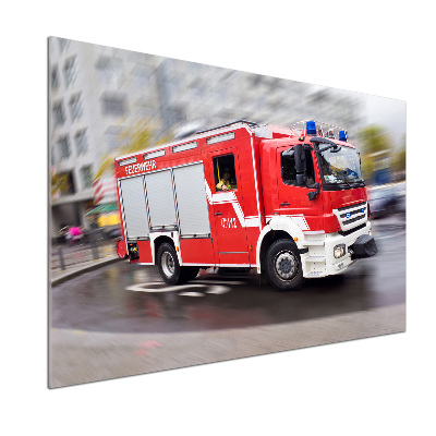 Glazen achterwand keuken Brandweerwagen