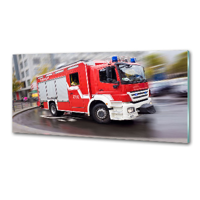 Glazen achterwand keuken Brandweerwagen