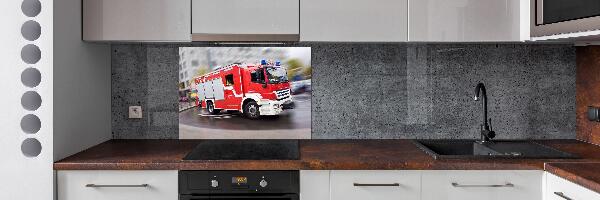 Glazen achterwand keuken Brandweerwagen