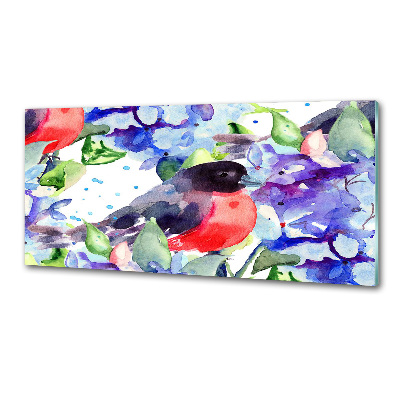 Spatscherm keuken Vogel en bloemen