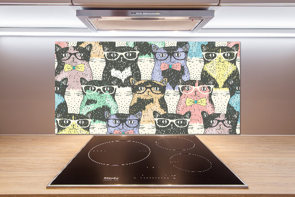 Spatplaat keuken Katten met een bril