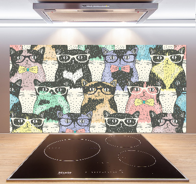 Spatplaat keuken Katten met een bril