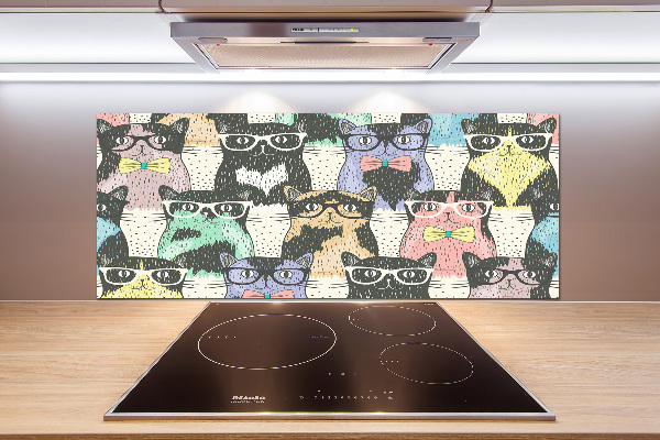 Spatplaat keuken Katten met een bril