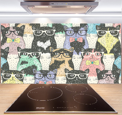 Spatplaat keuken Katten met een bril