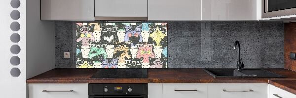 Spatplaat keuken Katten met een bril