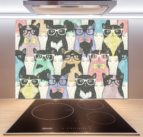 Spatplaat keuken Katten met een bril