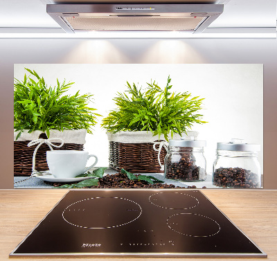 Spatscherm keuken Koffiehuisthema
