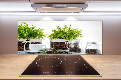 Spatscherm keuken Koffiehuisthema