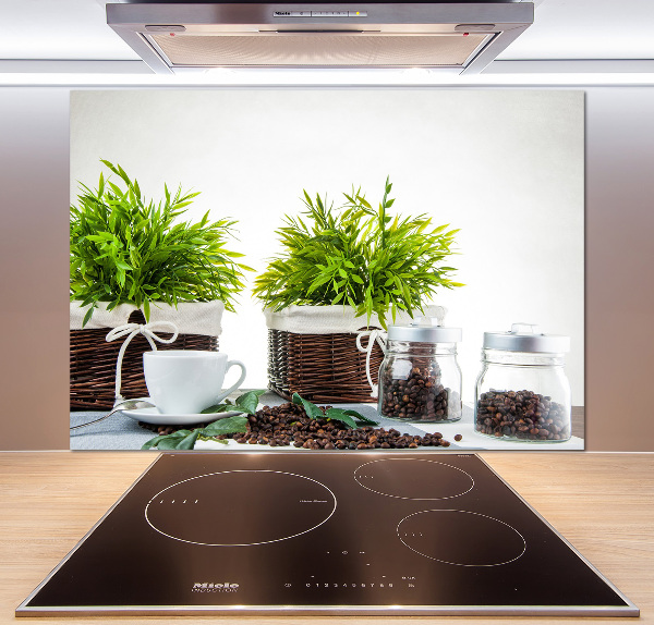 Spatscherm keuken Koffiehuisthema