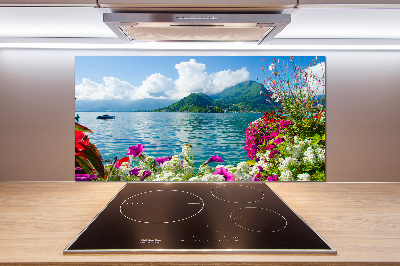 Panel lacobel Kwiaty nad jeziorem