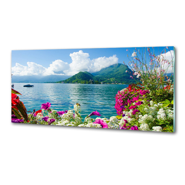 Panel lacobel Kwiaty nad jeziorem
