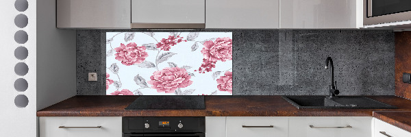 Glazen achterwand keuken Pioenrozen