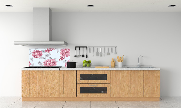 Glazen achterwand keuken Pioenrozen