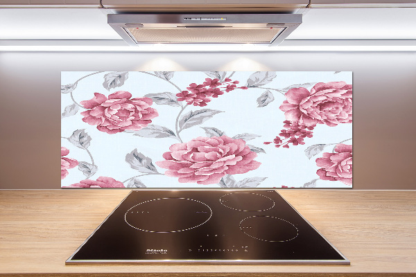 Glazen achterwand keuken Pioenrozen