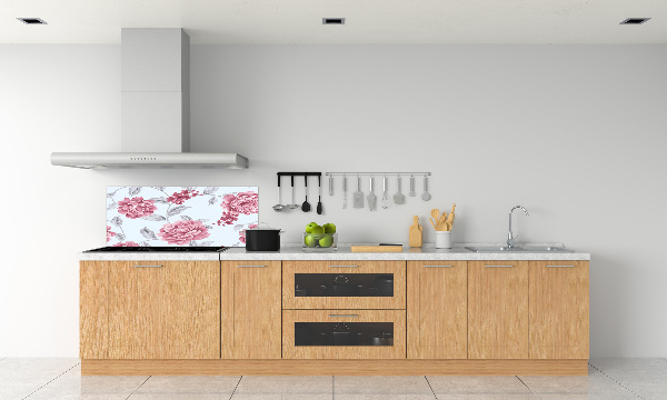 Glazen achterwand keuken Pioenrozen
