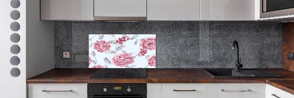 Glazen achterwand keuken Pioenrozen