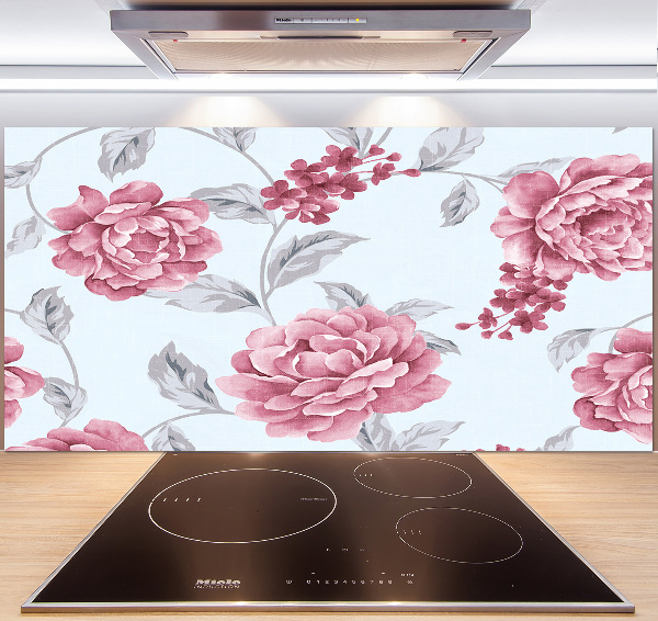 Glazen achterwand keuken Pioenrozen
