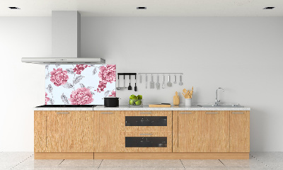 Glazen achterwand keuken Pioenrozen