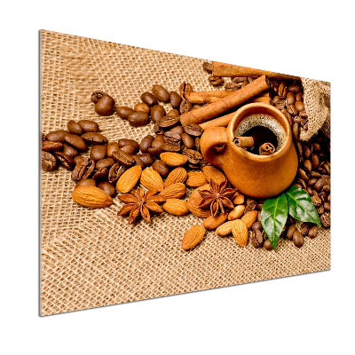 Panel lacobel Ziarna kawy i kubek