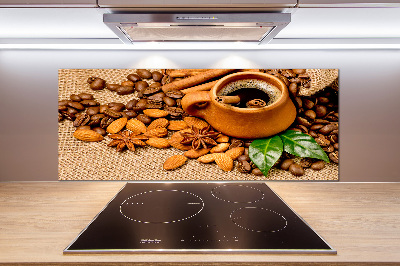 Panel lacobel Ziarna kawy i kubek