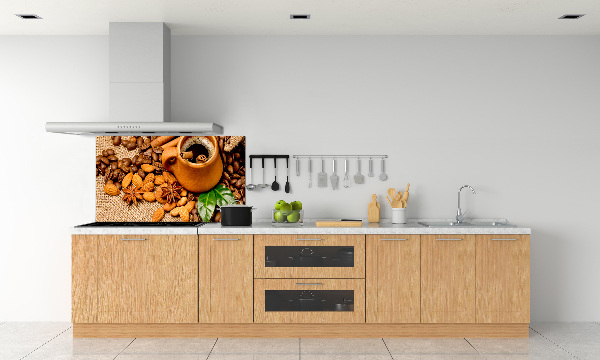 Panel lacobel Ziarna kawy i kubek