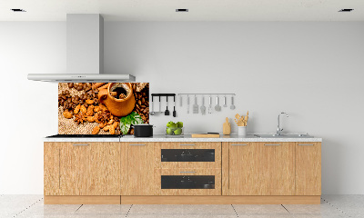 Panel lacobel Ziarna kawy i kubek