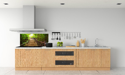 Spatscherm keuken Trappen in het bos