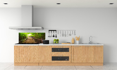Spatscherm keuken Trappen in het bos