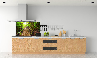 Spatscherm keuken Trappen in het bos