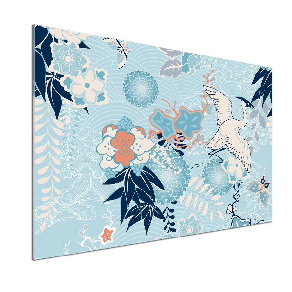 Panel do kuchni Żuraw i kwiaty