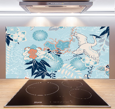 Panel do kuchni Żuraw i kwiaty