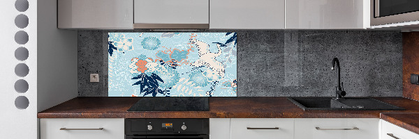 Panel do kuchni Żuraw i kwiaty