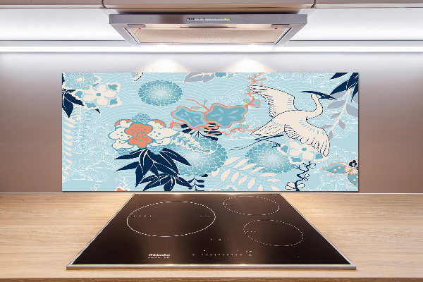 Panel do kuchni Żuraw i kwiaty