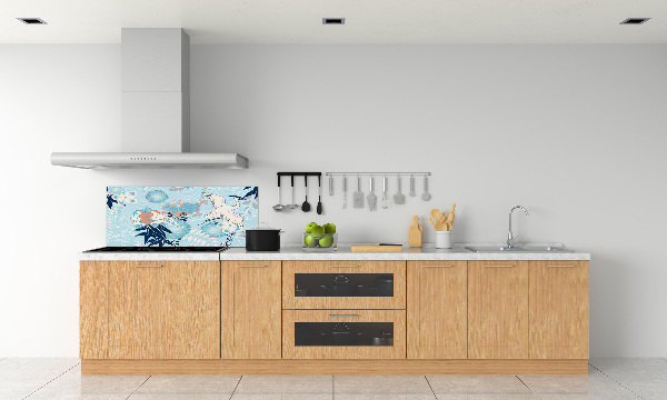 Glazen achterwand keuken Kraanvogel en bloemen