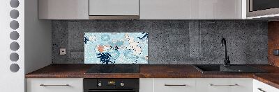 Glazen achterwand keuken Kraanvogel en bloemen