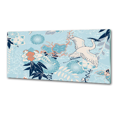 Panel do kuchni Żuraw i kwiaty