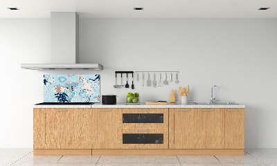 Glazen achterwand keuken Kraanvogel en bloemen