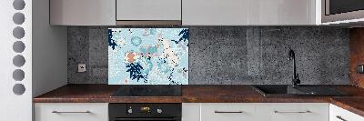 Glazen achterwand keuken Kraanvogel en bloemen