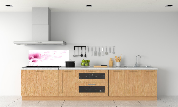 Spatscherm keuken Roze bloem