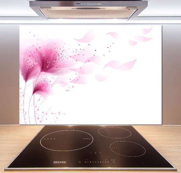 Spatscherm keuken Roze bloem