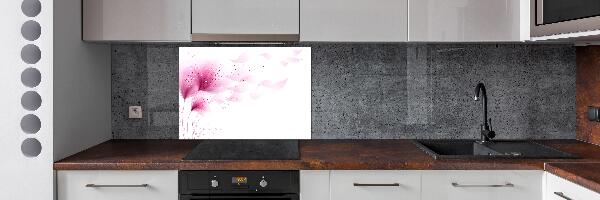 Spatscherm keuken Roze bloem